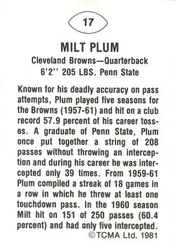 1981 TCMA Greats #17 Milt Plum Back
