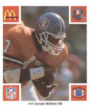 1986 McDonald's Denver Broncos #NNO Gerald Willhite Front