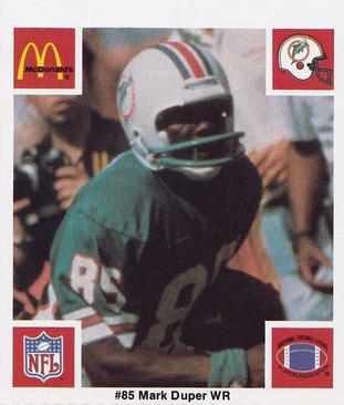 1986 McDonald's Miami Dolphins #NNO Mark Duper Front
