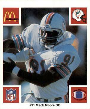 1986 McDonald's Miami Dolphins #NNO Mack Moore Front