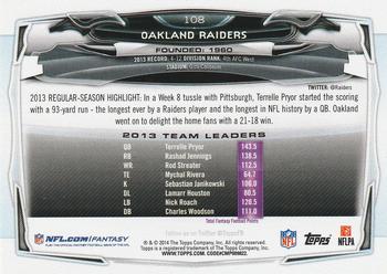 2014 Topps #108 Oakland Raiders Back