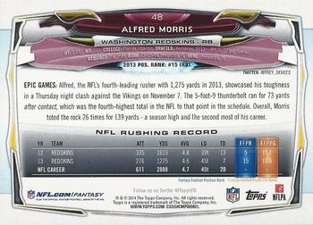 2014 Topps #48 Alfred Morris Back