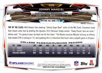 2014 Topps #429 Johnny Manziel Back