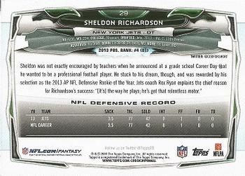 2014 Topps #29 Sheldon Richardson Back