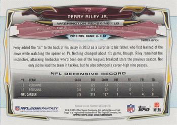 2014 Topps #72 Perry Riley Back