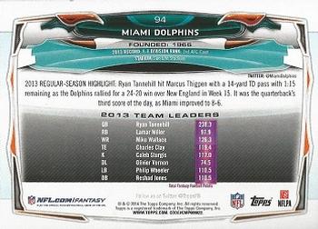 2014 Topps #94 Miami Dolphins Back