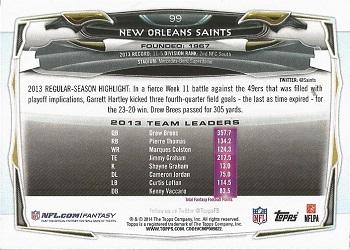 2014 Topps #99 New Orleans Saints Back