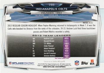 2014 Topps #193 Indianapolis Colts Back