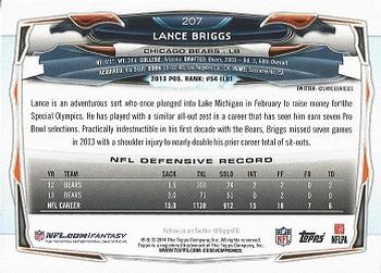 2014 Topps #207 Lance Briggs Back