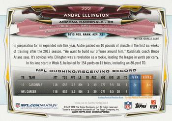 2014 Topps #222 Andre Ellington Back