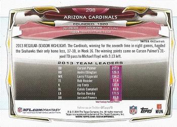 2014 Topps #298 Arizona Cardinals Back