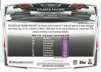 2014 Topps #314 Atlanta Falcons Back