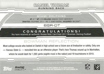 2011 Bowman Sterling - Relic #BSR-DT Daniel Thomas Back