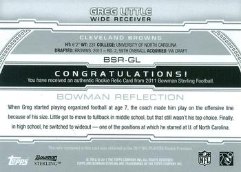 2011 Bowman Sterling - Relic #BSR-GL Greg Little Back