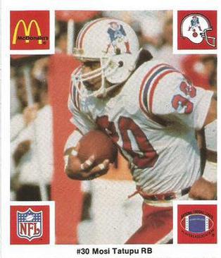 1986 McDonald's New England Patriots #NNO Mosi Tatupu Front