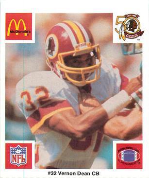 1986 McDonald's Washington Redskins #NNO Vernon Dean Front