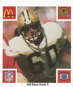 1986 McDonald's New Orleans Saints #NNO Steve Korte Front