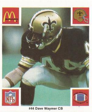 1986 McDonald's New Orleans Saints #NNO Dave Waymer Front