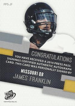 2014 Press Pass - Autographs Red Red Ink #PPS-JF James Franklin Back
