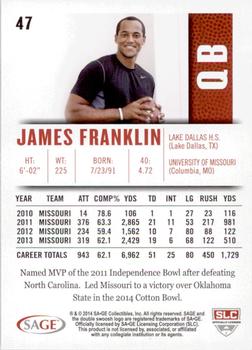 2014 SAGE HIT - Gold #47 James Franklin Back