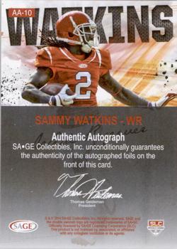 2014 SAGE HIT - Artistry Autographs #AA-10 Sammy Watkins Back