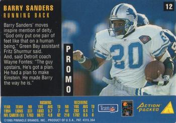 1995 Action Packed Rookies & Stars - Prototypes #12 Barry Sanders Back