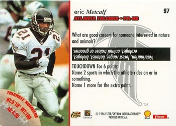 1996 Fleer Shell FACT #97 Eric Metcalf Back
