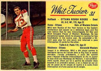 1963 Post Cereal CFL #31 Whit Tucker Front