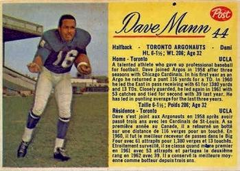 1963 Post Cereal CFL #44 Dave Mann Front