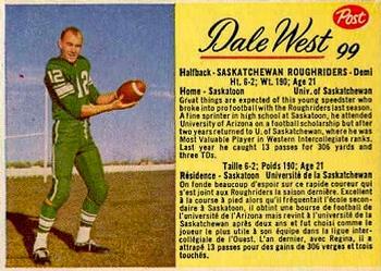1963 Post Cereal CFL #99 Dale West Front