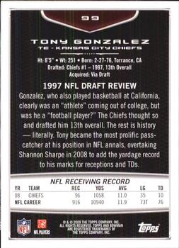 2009 Bowman Draft Picks #99 Tony Gonzalez Back