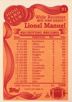 1989 Topps - 1000 Yard Club #21 Lionel Manuel Back