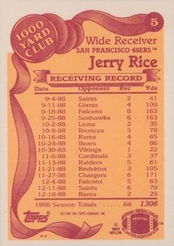 1989 Topps - 1000 Yard Club #5 Jerry Rice Back