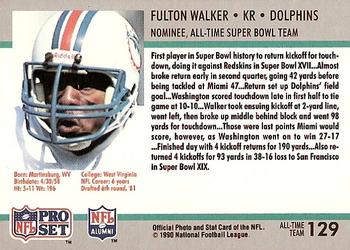 1990-91 Pro Set Super Bowl XXV Silver Anniversary Commemorative #129 Fulton Walker Back