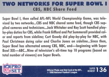 1990-91 Pro Set Super Bowl XXV Silver Anniversary Commemorative #136 Two Networks for Super Bowl I Back