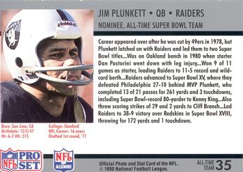 1990-91 Pro Set Super Bowl XXV Silver Anniversary Commemorative #35 Jim Plunkett Back