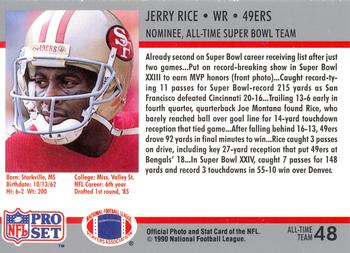 1990-91 Pro Set Super Bowl XXV Silver Anniversary Commemorative #48 Jerry Rice Back