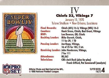 1990-91 Pro Set Super Bowl XXV Silver Anniversary Commemorative #4 SB IV Ticket Back