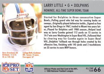 1990-91 Pro Set Super Bowl XXV Silver Anniversary Commemorative #66 Larry Little Back