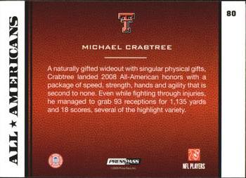 2009 Press Pass #80 Michael Crabtree Back