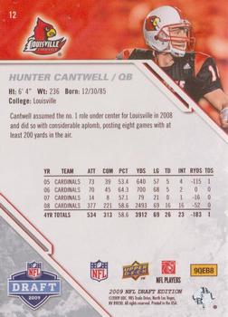 2009 Upper Deck Draft Edition #12 Hunter Cantwell Back