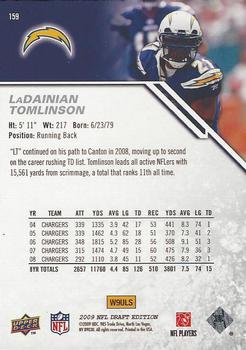 2009 Upper Deck Draft Edition #159 LaDainian Tomlinson Back