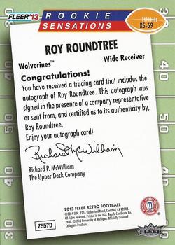 2013 Fleer Retro - Fleer Rookie Sensations Autographs #RS-69 Roy Roundtree Back