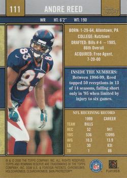 2000 Bowman Reserve #111 Andre Reed Back
