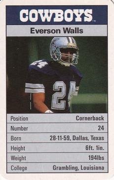 1987 Ace Fact Pack Dallas Cowboys #20 Everson Walls Front