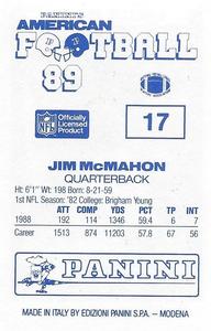 1989 Panini Stickers (UK) #17 Jim McMahon Back