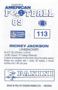1989 Panini Stickers (UK) #113 Rickey Jackson Back