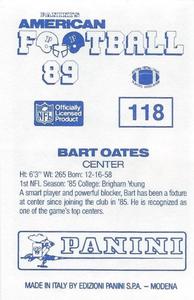 1989 Panini Stickers (UK) #118 Bart Oates Back