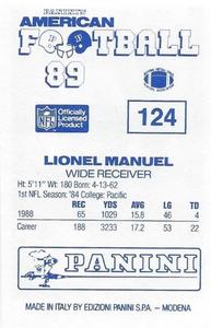 1989 Panini Stickers (UK) #124 Lionel Manuel Back