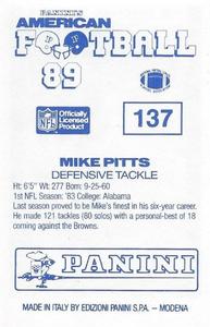 1989 Panini Stickers (UK) #137 Mike Pitts Back